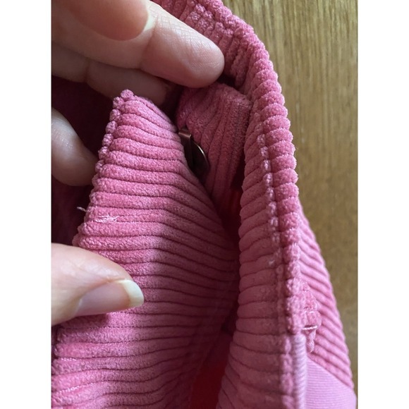 Corduroy Panel Straight Leg Two Tone Pants Bubblegum Pink High Waist Retro Sz M - Picture 10 of 12